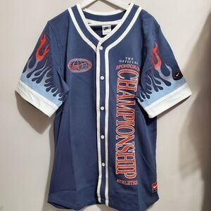 Nike Sportswear Americana Top Mens Sz Large Button Up Jersey Blue DV9642-437 NWT